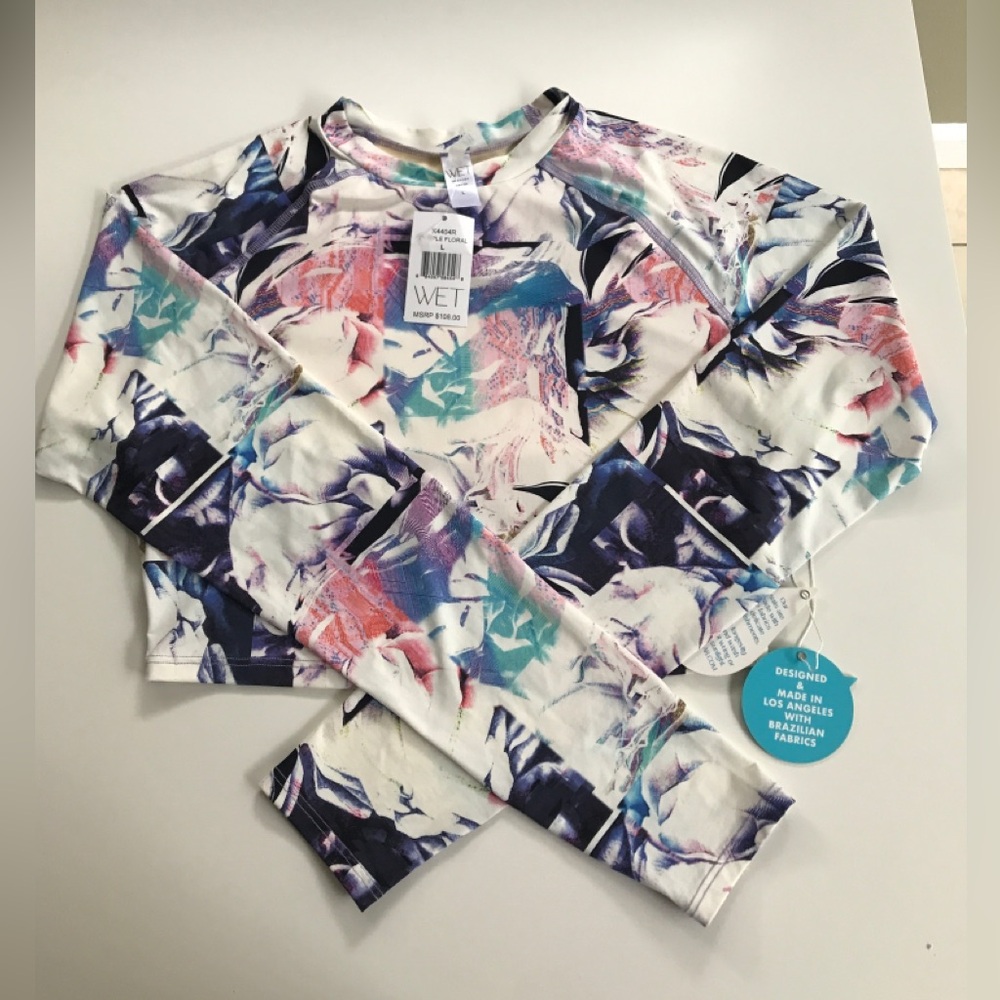 NWT! WET Womens Purple Floral Rashguard Size: L - Picture 4 of 11